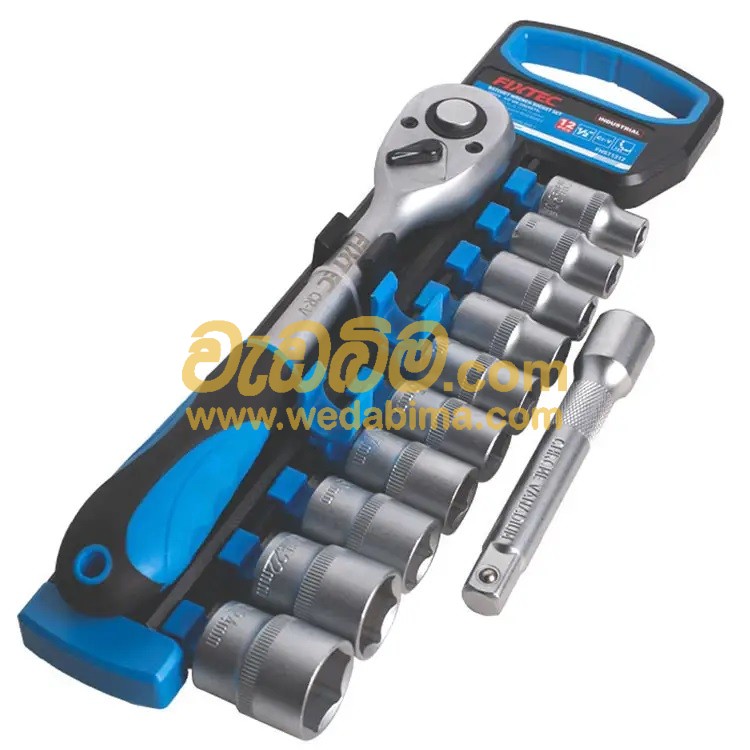Cover image for 1/2 Inch 12PCS Ratchet Handle with Sockets Set