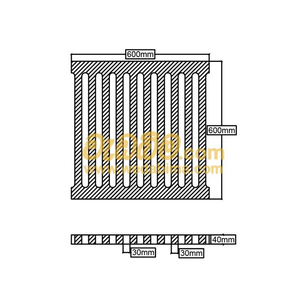300mm x 600mm x 32 mm Thick Cast-iron Grating