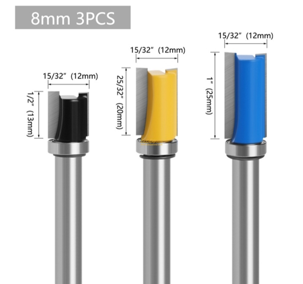 3Pcs 8mm Shank Router Bit